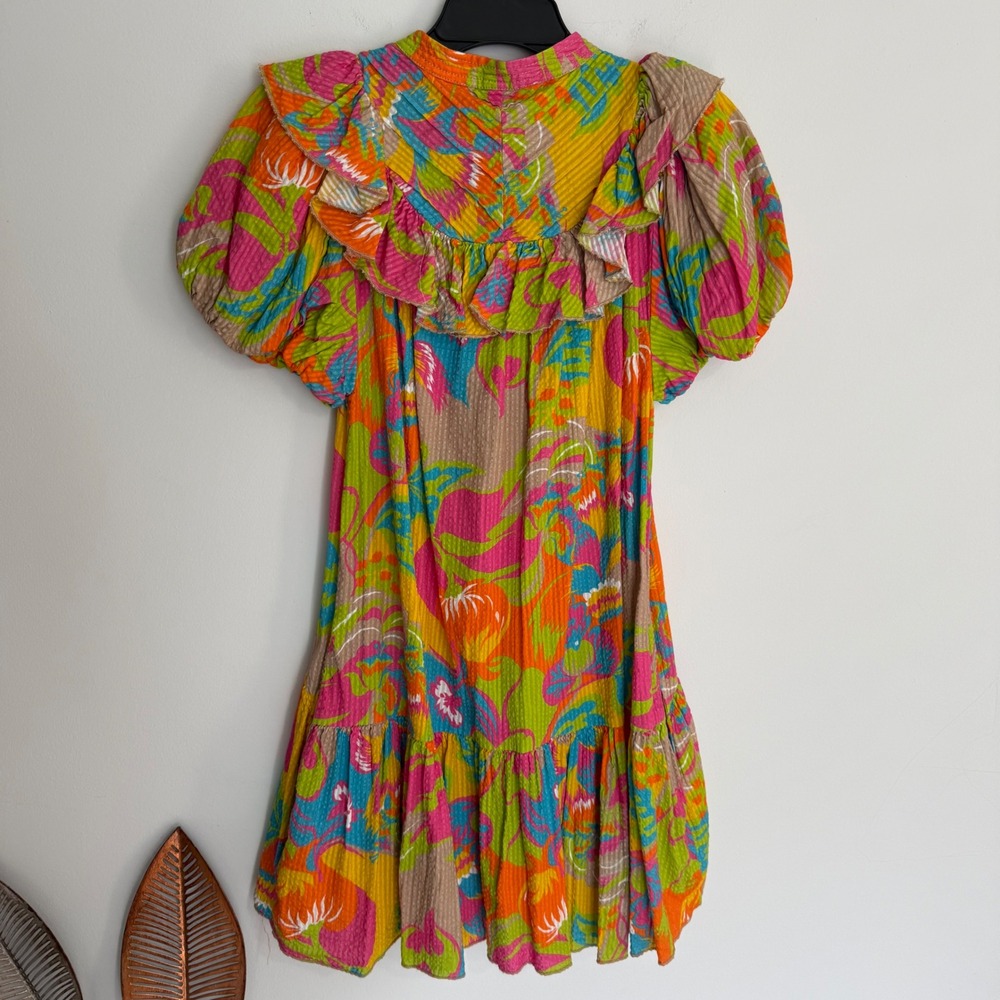 Colorful Floral Ruffle Short Dress - Multicolor - Picture 8 of 8